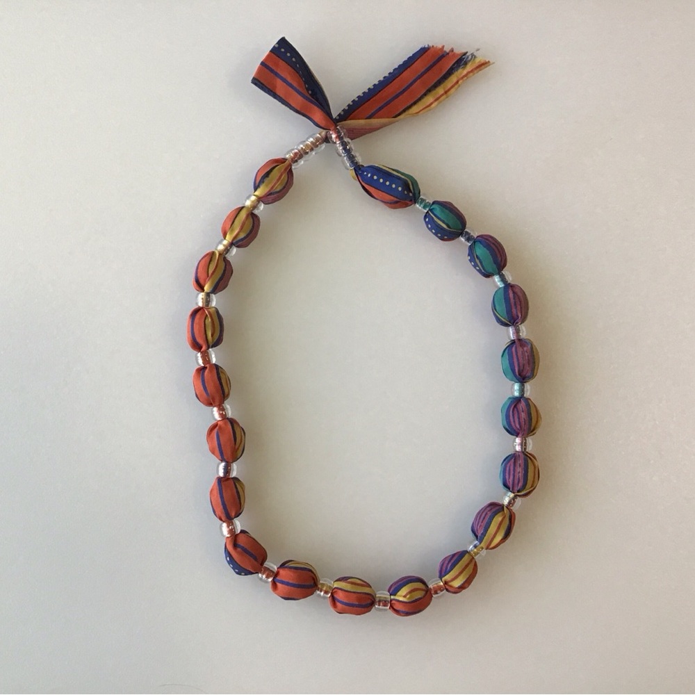 💰 Handmade Colorful Fabric Covered Bead Necklace